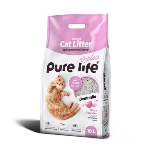 Pure Life Baby Powder Scented Bentonite Cat Litter 10L